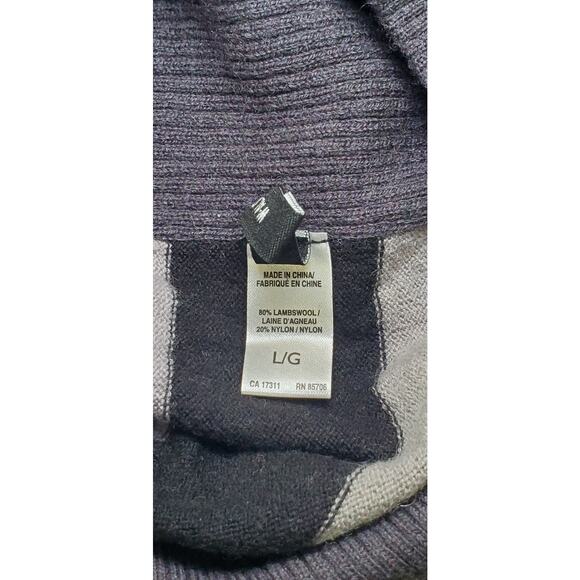 Buffalo David Bitton Size L Lambswool Gray Striped Crewneck Sweater Winter C5-20 - Picture 7 of 9